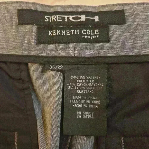 NWT Kenneth Cole Mens Pant Well Taken II Stretch Trouser Gray Size 36 - Picture 7 of 8
